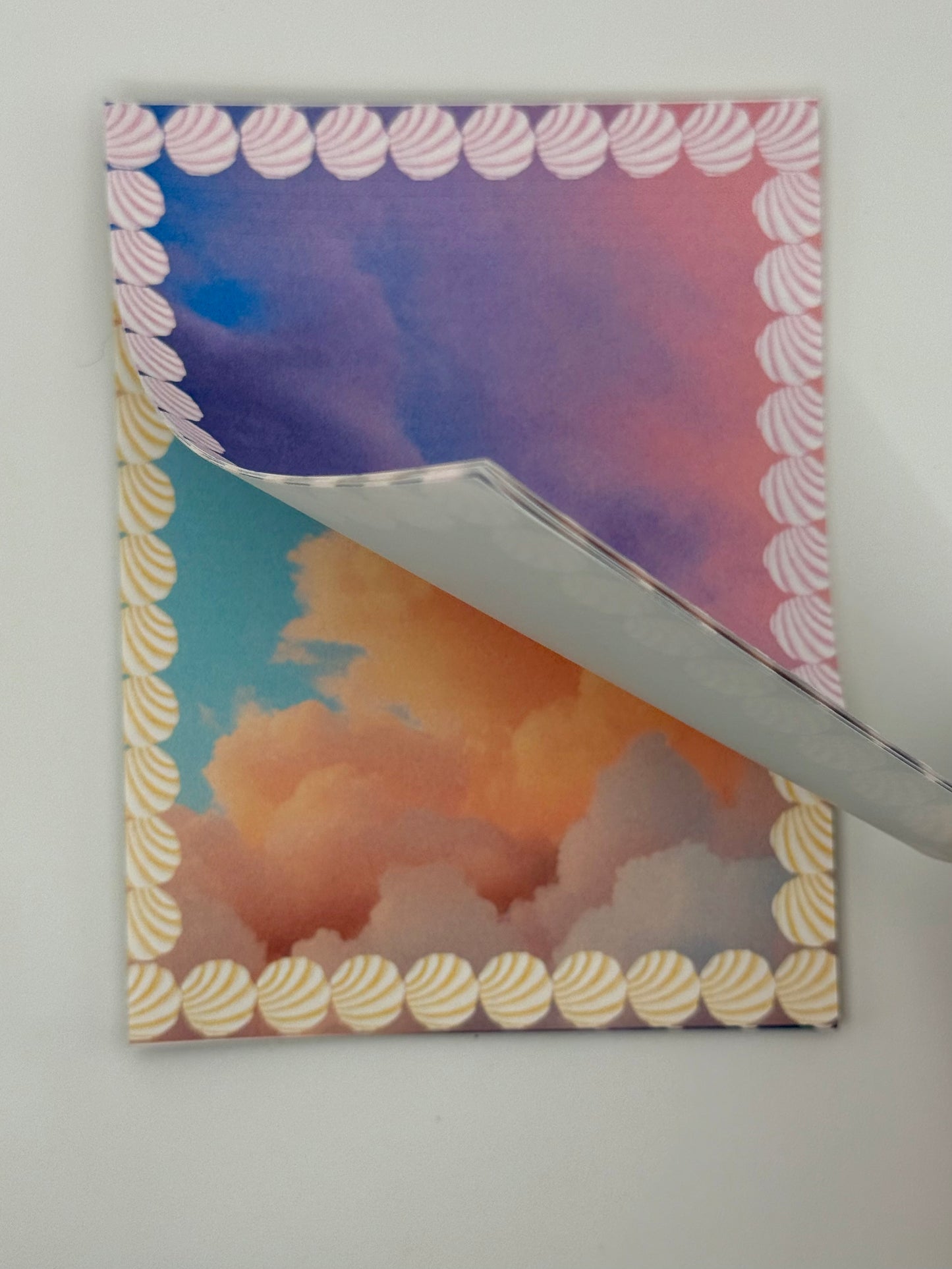 Pastel Concha Border Notepad – Cloud & Concha Design
