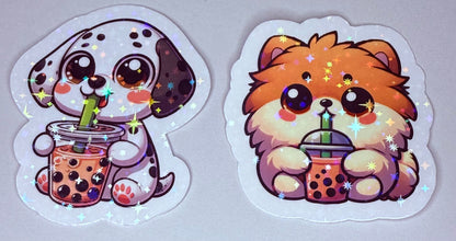 Cute Animal Boba Tea Sticker Pack – Kawaii Animal Vinyl Decals – Planner, Laptop, and Water Bottle Stickers