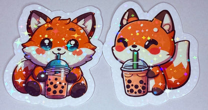 Cute Animal Boba Tea Sticker Pack – Kawaii Animal Vinyl Decals – Planner, Laptop, and Water Bottle Stickers