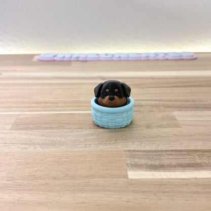 3D Printed Dog in Basket: Rottweiler Fidget Clicker Keychain