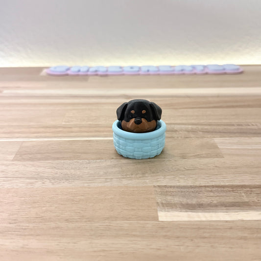 3D Printed Dog in Basket: Rottweiler Fidget Clicker Keychain