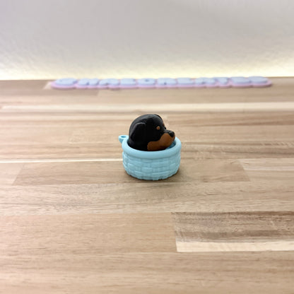3D Printed Dog in Basket: Rottweiler Fidget Clicker Keychain